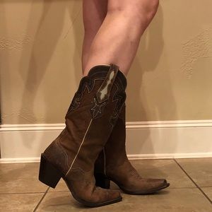 J.B. Dillon - Women’s Brown Leather Cowboy Boots